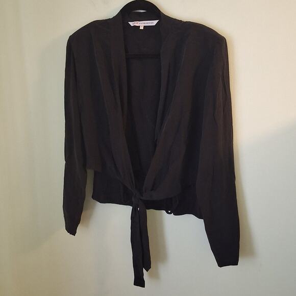 VINTAGE Anne Pinkerton 1980s Black Open Wrap Cardigan Blouse Size Medium - Picture 2 of 10